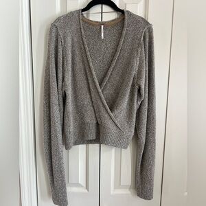 Free People Shimmer Sweater. V neck, wrap look